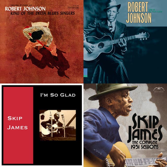 Collage of album covers featuring Tampa Red, Blind Blake, and John Lee.