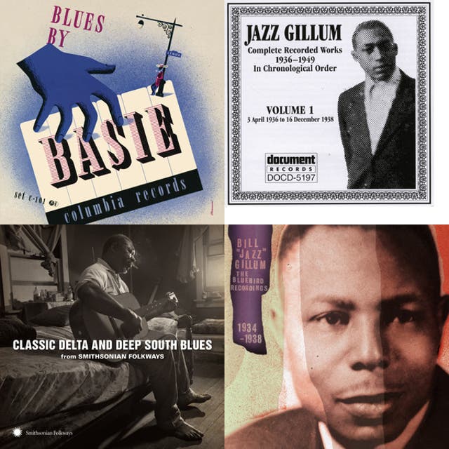 Collage of album covers featuring St. Louis piano blues and ragtime artists.
