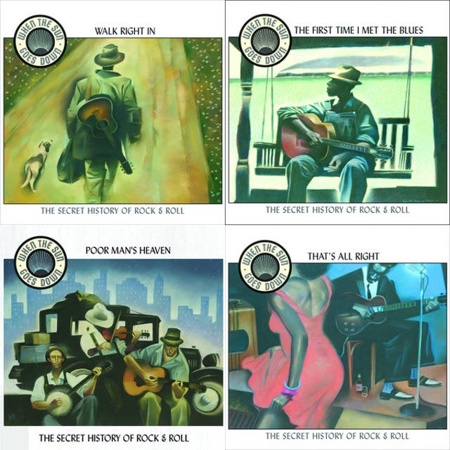 Collage of album covers featuring Big Jay McNeely, Roy Milton, Louis Jordan, and Percy Mayfield.