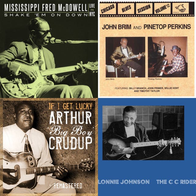 Collage of album covers featuring Zutty Singleton, Henry Red Allen, Lucky Millinder, and Slim and Slam.