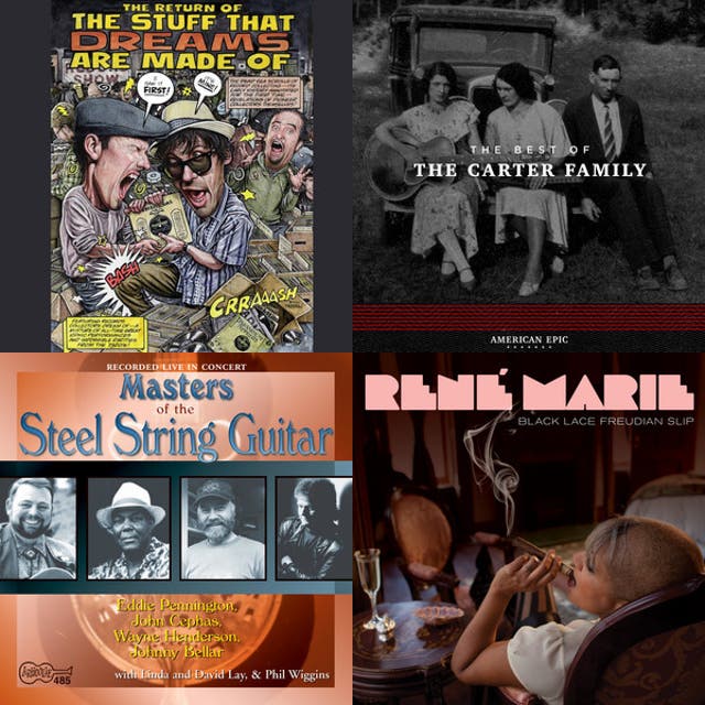 The Carter Family seated outdoors with guitar and autoharp in a 1927 portrait.